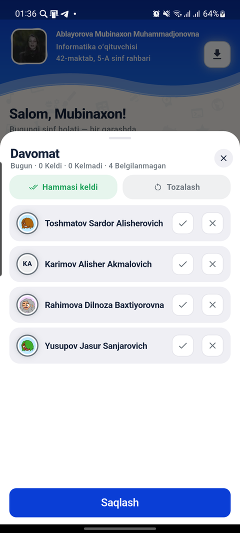 Davomat belgilash
